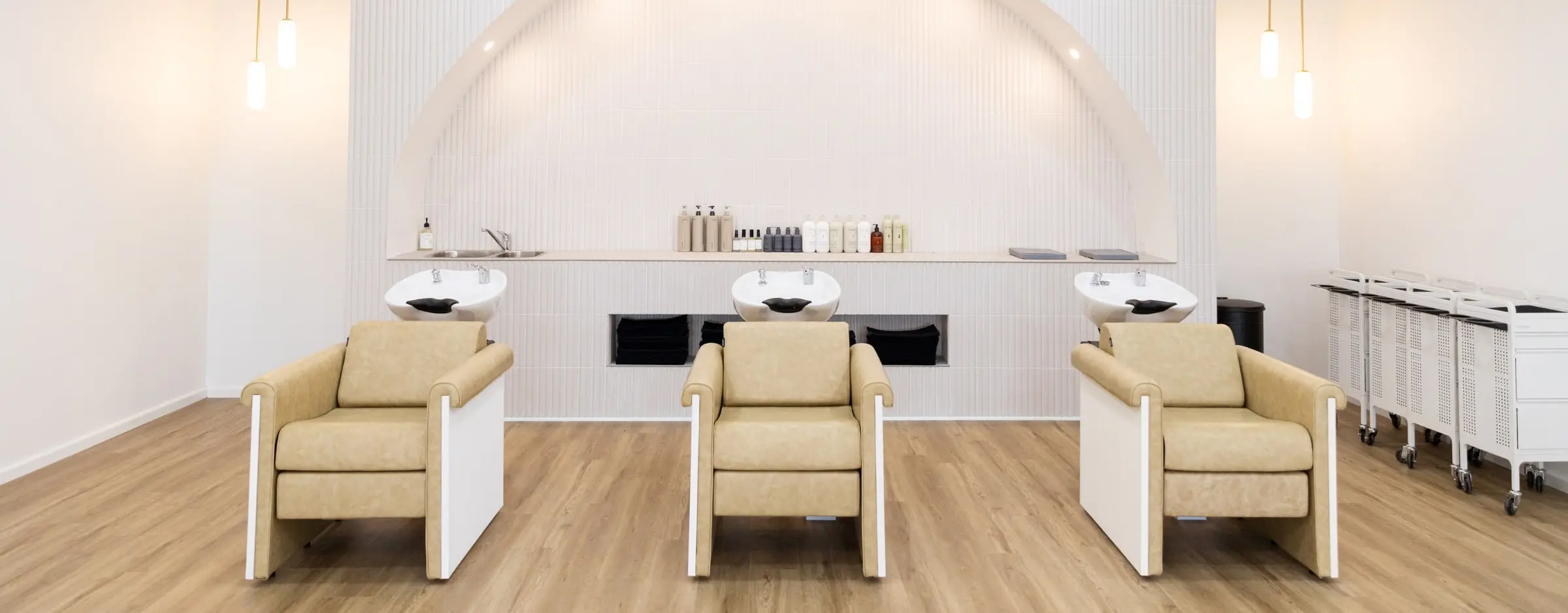 Hair wash stations at Ergo and Mane organic hair salon, the nearest salon to Newbridge, Victoria