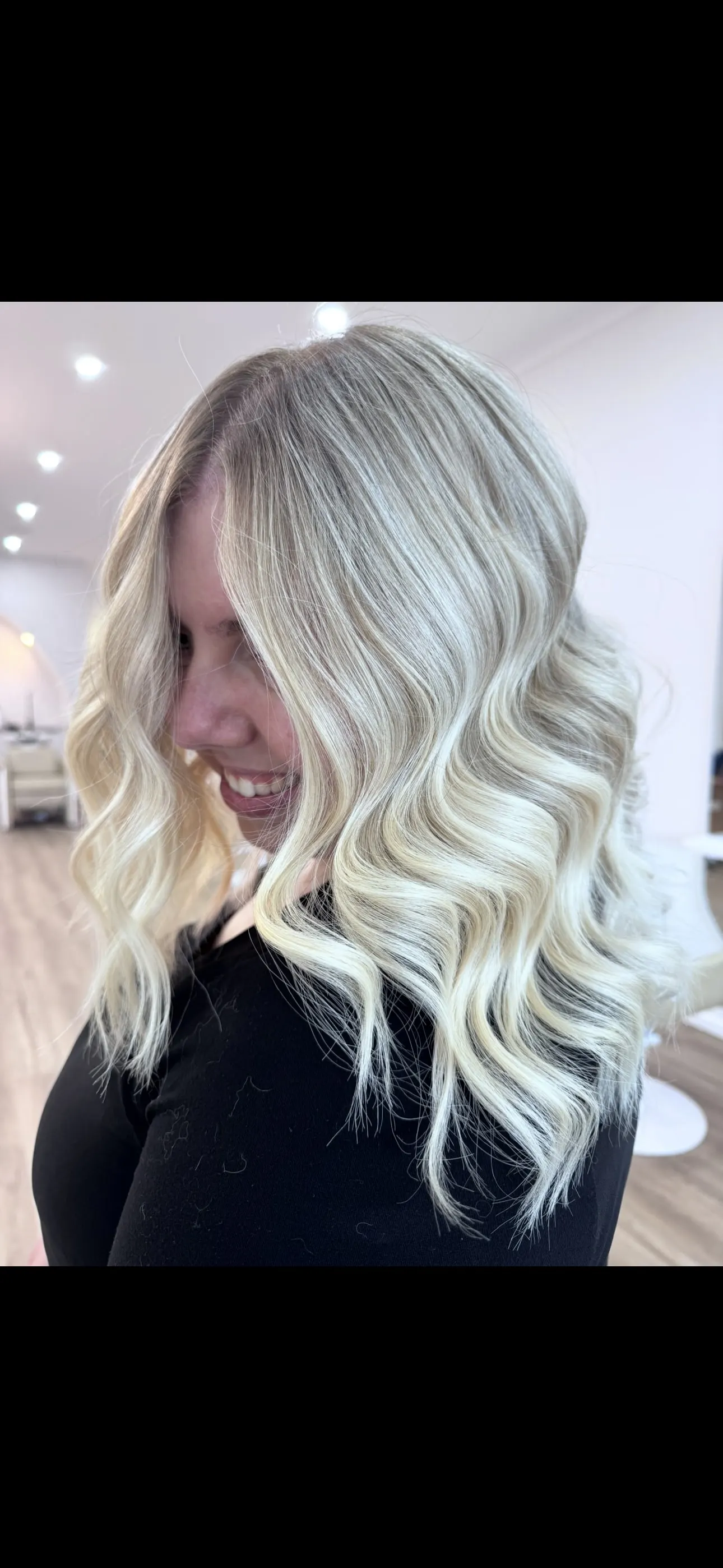 Icy blonde balayage with grey blending at Ergo and Mane Bridgewater near Bendigo